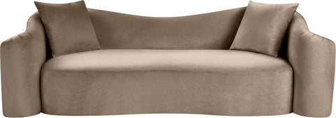 Elara 91" Taupe Velvet Upholstered Sofa, 1 Piece