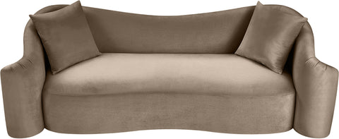 Elara 91" Taupe Velvet Upholstered Sofa, 1 Piece