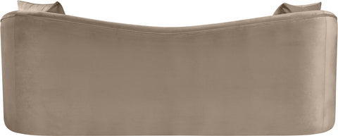 Elara 91" Taupe Velvet Upholstered Sofa, 1 Piece