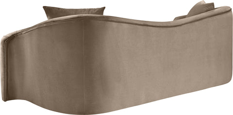 Elara 91" Taupe Velvet Upholstered Sofa, 1 Piece