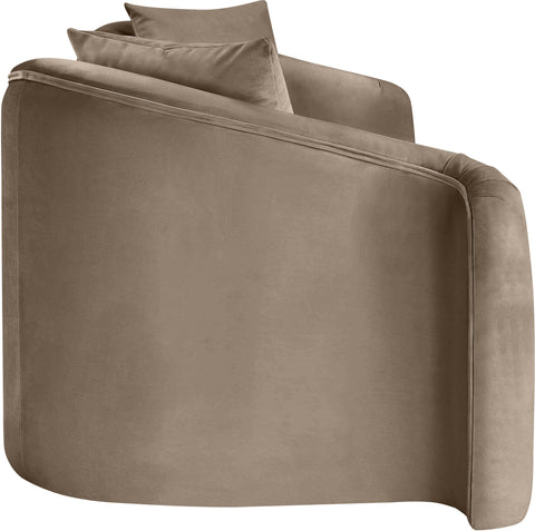 Elara 91" Taupe Velvet Upholstered Sofa, 1 Piece