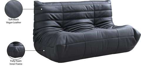 Jolie 54.75" Black Vegan Leather Upholstered Loveseat, 1 Piece