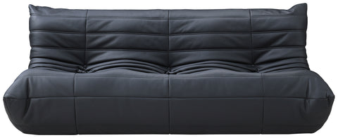 Jolie 77.75" Black Vegan Leather Upholstered Sofa, 1 Piece