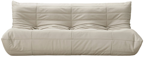 Jolie 77.75" Cream Vegan Leather Upholstered Sofa, 1 Piece