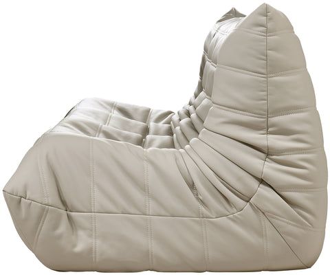 Jolie 77.75" Cream Vegan Leather Upholstered Sofa, 1 Piece