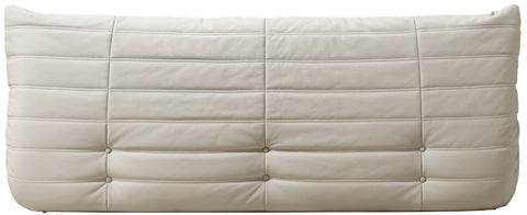 Jolie 77.75" Cream Vegan Leather Upholstered Sofa, 1 Piece