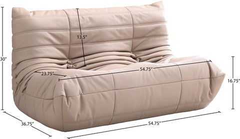 Jolie 54.75" Tan Vegan Leather Upholstered Loveseat, 1 Piece