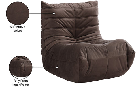 Jolie Brown Velvet Upholstered Chair, 1 Piece
