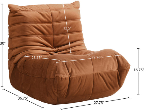 Jolie Cognac Velvet Upholstered Chair, 1 Piece