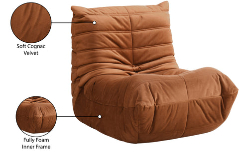 Jolie Cognac Velvet Upholstered Chair, 1 Piece