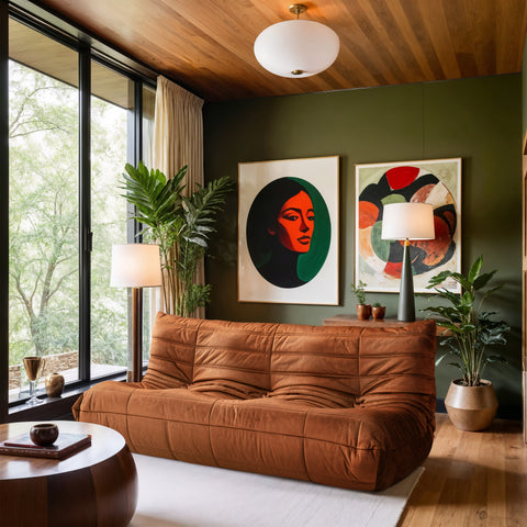 Jolie 77.75" Cognac Velvet Upholstered Sofa, 1 Piece
