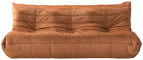 Jolie 77.75" Cognac Velvet Upholstered Sofa, 1 Piece