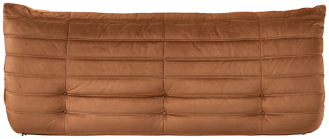 Jolie 77.75" Cognac Velvet Upholstered Sofa, 1 Piece