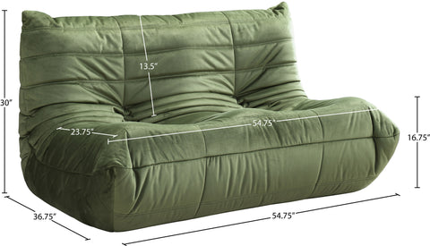 Jolie 54.75" Green Velvet Upholstered Loveseat, 1 Piece