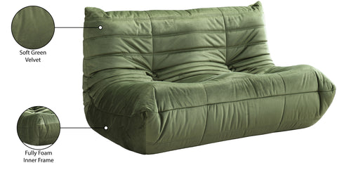 Jolie 54.75" Green Velvet Upholstered Loveseat, 1 Piece