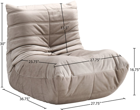 Jolie Taupe Velvet Upholstered Chair, 1 Piece