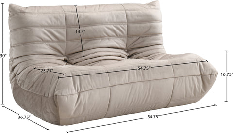 Jolie 54.75" Taupe Velvet Upholstered Loveseat, 1 Piece