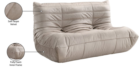 Jolie 54.75" Taupe Velvet Upholstered Loveseat, 1 Piece
