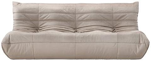 Jolie 77.75" Taupe Velvet Upholstered Sofa, 1 Piece