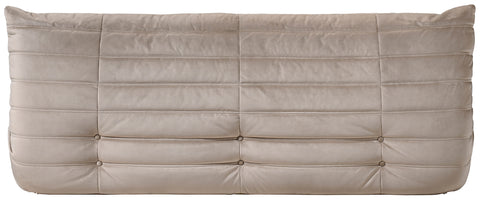 Jolie 77.75" Taupe Velvet Upholstered Sofa, 1 Piece