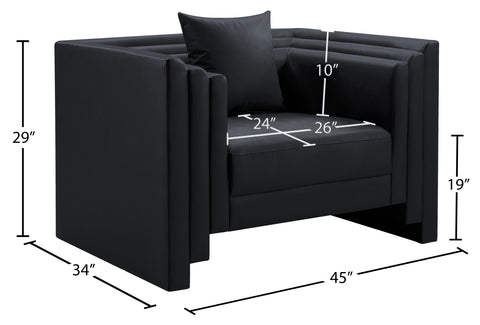 Selene Black Vegan Leather Upholstered Chair, 1 Piece