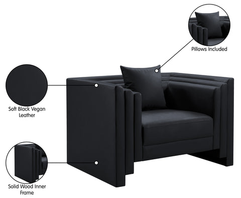 Selene Black Vegan Leather Upholstered Chair, 1 Piece