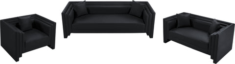Selene Black Vegan Leather Upholstered Chair, 1 Piece