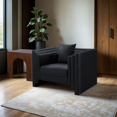 Selene Black Vegan Leather Upholstered Chair, 1 Piece
