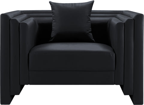 Selene Black Vegan Leather Upholstered Chair, 1 Piece