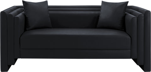 Selene 67" Black Vegan Leather Upholstered Loveseat, 1 Piece