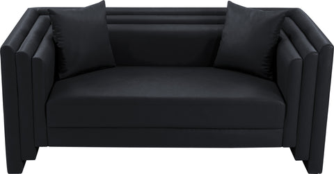 Selene 67" Black Vegan Leather Upholstered Loveseat, 1 Piece