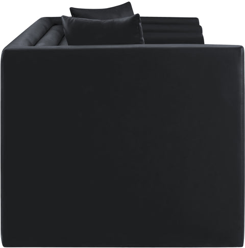 Selene 67" Black Vegan Leather Upholstered Loveseat, 1 Piece