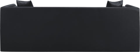 Selene 88.5" Black Vegan Leather Upholstered Sofa, 1 Piece