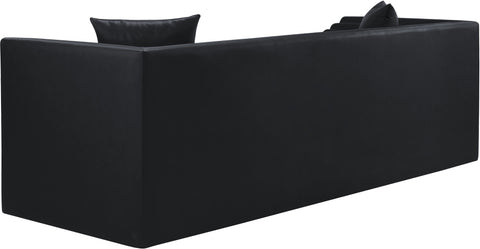 Selene 88.5" Black Vegan Leather Upholstered Sofa, 1 Piece