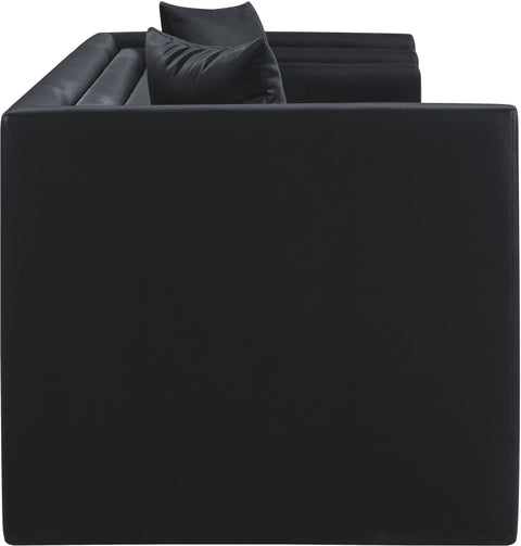 Selene 88.5" Black Vegan Leather Upholstered Sofa, 1 Piece