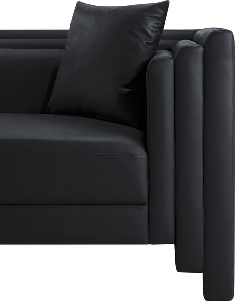 Selene 88.5" Black Vegan Leather Upholstered Sofa, 1 Piece