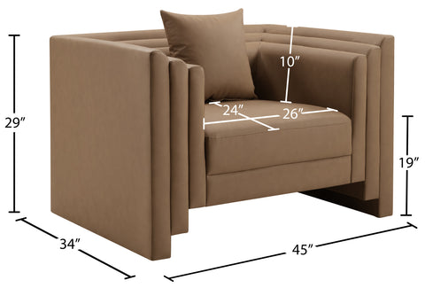 Selene Brown Vegan Leather Upholstered Chair, 1 Piece