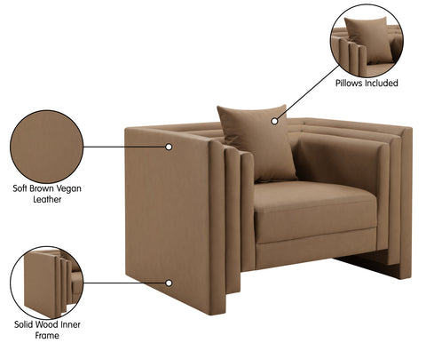 Selene Brown Vegan Leather Upholstered Chair, 1 Piece