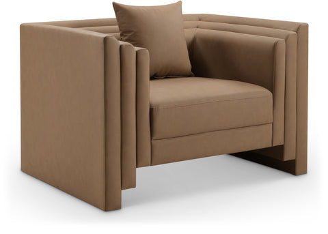 Selene Brown Vegan Leather Upholstered Chair, 1 Piece