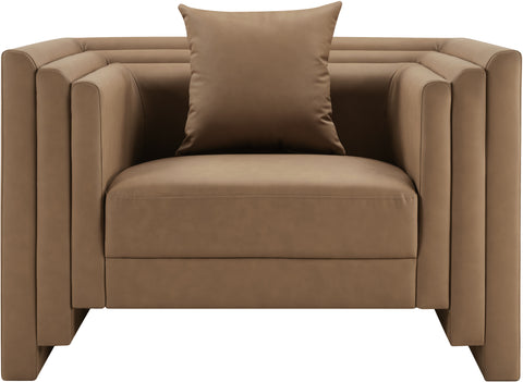 Selene Brown Vegan Leather Upholstered Chair, 1 Piece