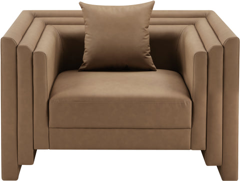 Selene Brown Vegan Leather Upholstered Chair, 1 Piece