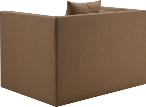 Selene Brown Vegan Leather Upholstered Chair, 1 Piece
