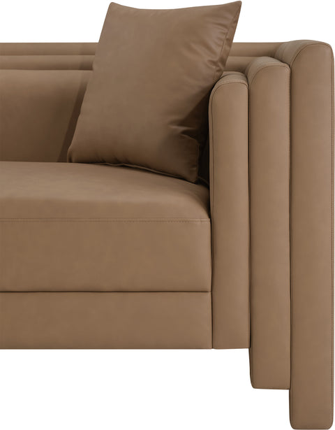 Selene Brown Vegan Leather Upholstered Chair, 1 Piece