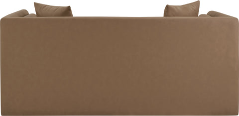 Selene 67" Brown Vegan Leather Upholstered Loveseat, 1 Piece