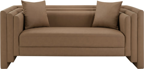 Selene 67" Brown Vegan Leather Upholstered Loveseat, 1 Piece