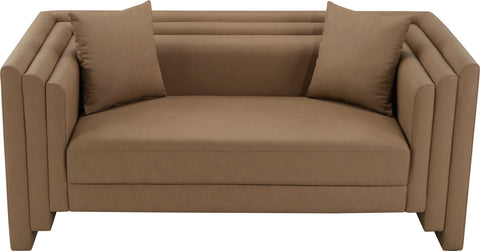 Selene 67" Brown Vegan Leather Upholstered Loveseat, 1 Piece