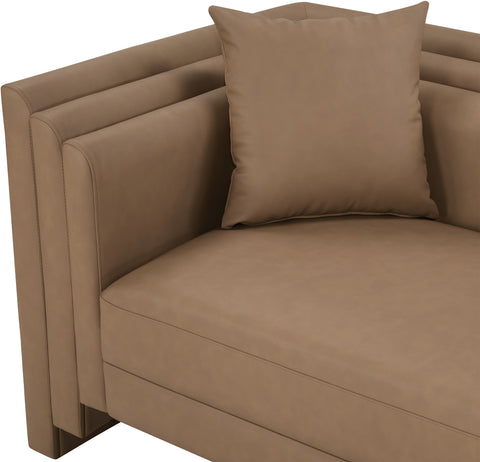 Selene 67" Brown Vegan Leather Upholstered Loveseat, 1 Piece