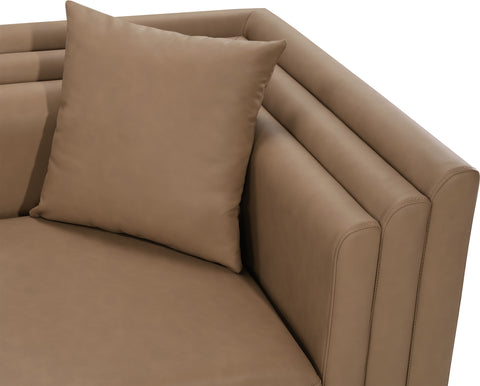 Selene 88.5" Brown Vegan Leather Upholstered Sofa, 1 Piece