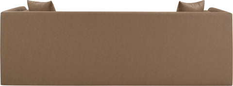 Selene 88.5" Brown Vegan Leather Upholstered Sofa, 1 Piece
