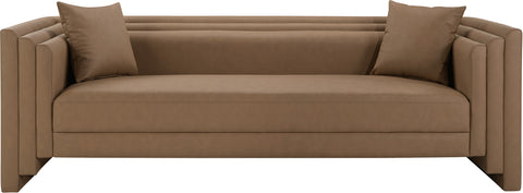 Selene 88.5" Brown Vegan Leather Upholstered Sofa, 1 Piece
